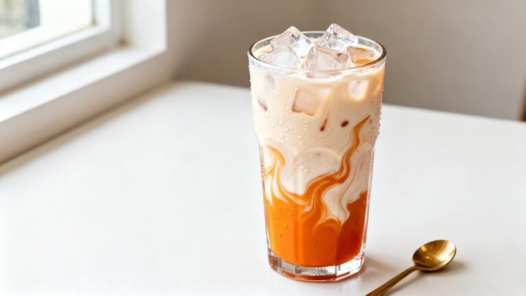 Creamy Thai Iced Tea Recipe | Coconut Milk Tea with Macaron Vibe